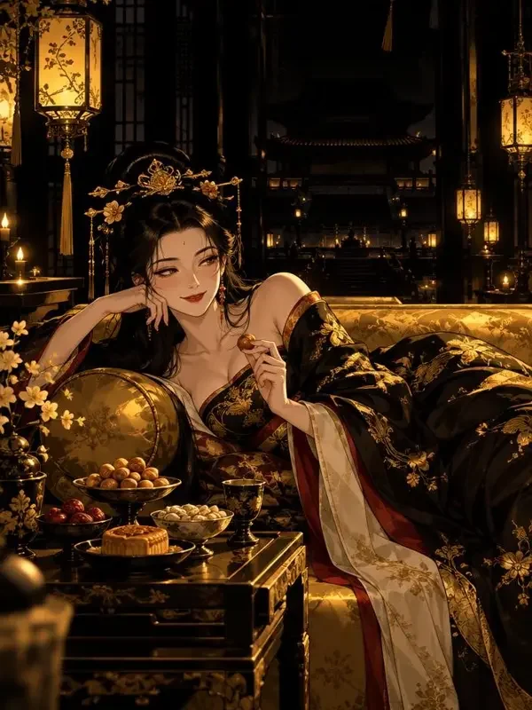 贵妃她只想躺平短剧封面，古装题材魔改短剧
